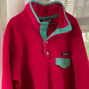 Hot Pink/Green Patagonia Synchilla Snap-T